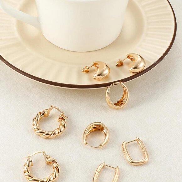 Gold Jewelry Set Women 14K Gold Plated Dainty Elegant Mix Pack Accessories - Picture 9 of 9